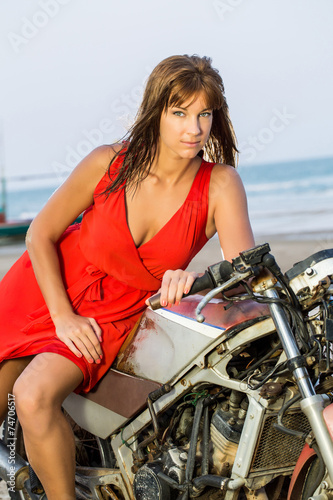 Sexy woman on motorcycle