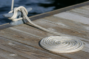 coiled rope and cleat