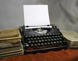 books and typewriter