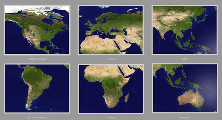 earth map, six continents