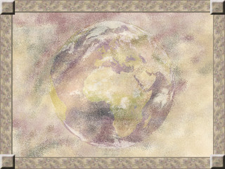 light pastel background with earth in the center,