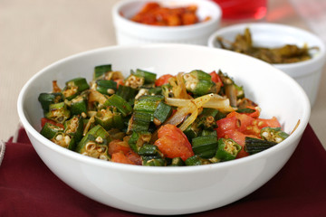 india food series - okra with pickles