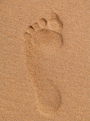 Fototapeta na wymiar my footprint in the sand