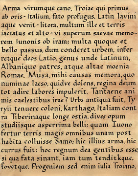 latin calligraphy (from virgil's aeneid)