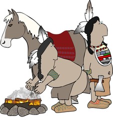 deux indiens et un cheval