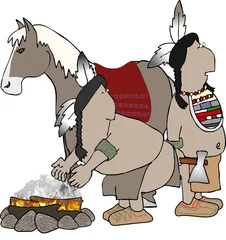 Poster twee indianen en een paard © Dennis Cox