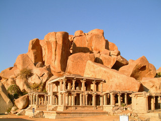 temple infront of boulders