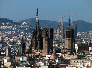 Papier peint photo autocollant rond Barcelona vue sur la ville de barcelone