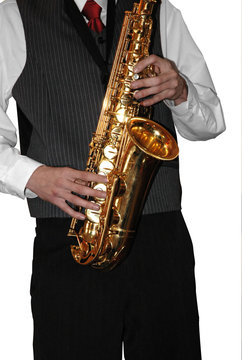 playing shiny saxophone #2 (isolated)