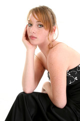 Fototapeta premium beautiful fourteen year old girl in formal dress