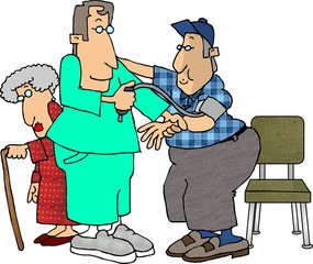 checking blood pressure