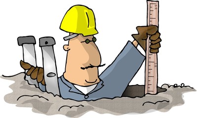 construction man in a hole