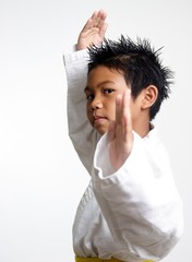 stock photo of kid in fighting stance