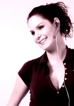 stock photo of girl with headset