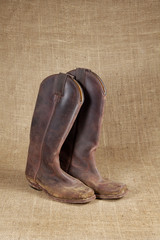 boots on burlap