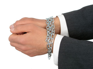 businessman's hands in chains