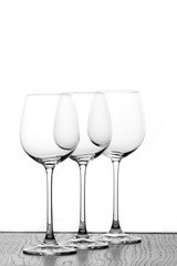 three wine glasses