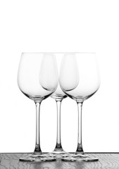 three wine glasses