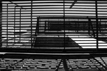 fire escape with shadows - black & white
