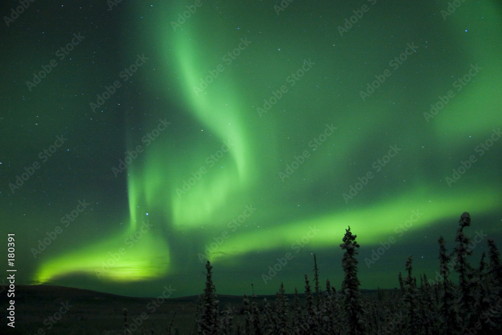 Wall mural active splitting aurora borealis arc