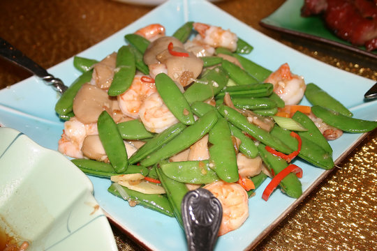 chinese prawns and green beans