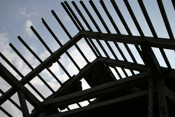 roof construction on sky