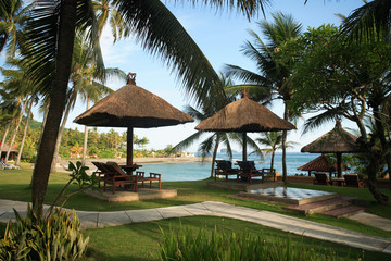 gazebos at a tropical resort