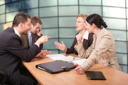 business negotiations - 2 men 2 women