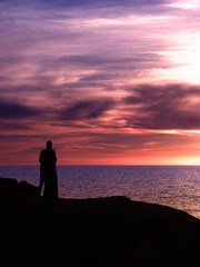 couple sunset purple