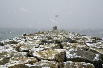 pier with snow