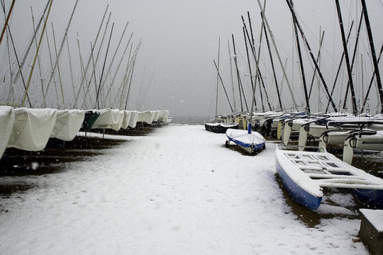 nieve en el puerto