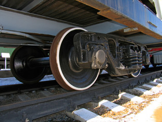 wheels of old locomotive
