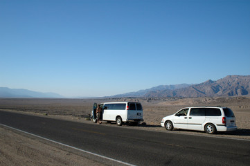 Fototapeta na wymiar vans in the death valley