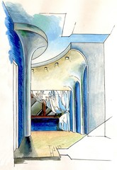 room in a blue colors