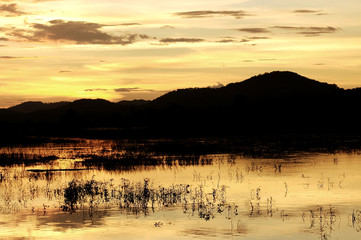 sunset on lak lake in vietnam