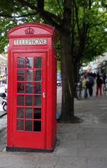 red telephone box.