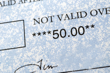fifty dollar check detail