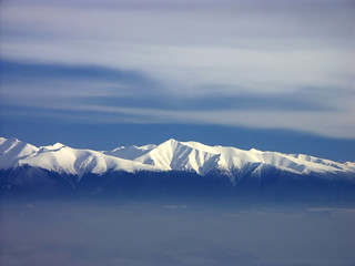 mountain range with snow cover