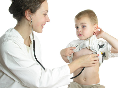 doctor assessing patient by stethoscope