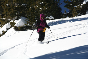 female telemark skier