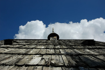 wooden cabin roof