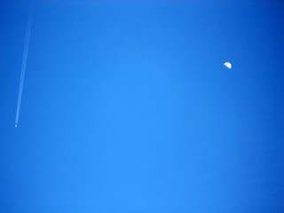 plane and the moon
