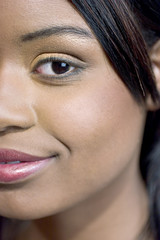 close-up of an attractive young black woman