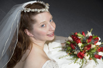 bride looking over shoulder