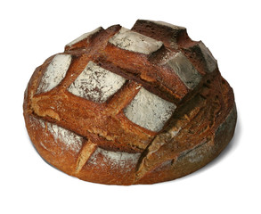 isolated bread on white with path