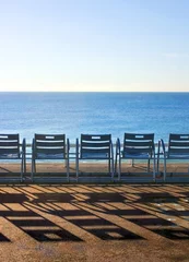 Photo sur Aluminium Nice blue chairs in nice - france - cote d'azur