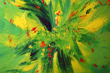 Fototapeta na wymiar oilpainting zielony, żółty i czerwony