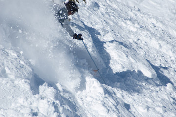Naklejka na ściany i meble agressive skiing in the powder