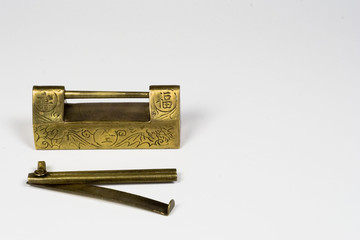 old chinese trunk lock and key - side
