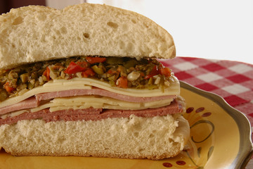 muffaletta sandwich close up